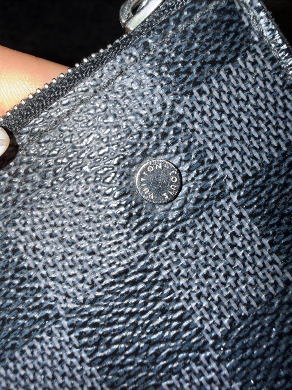Louis Vuitton Black Checkered Zip Card Pouch with Key Clip - Picture 6 of 10